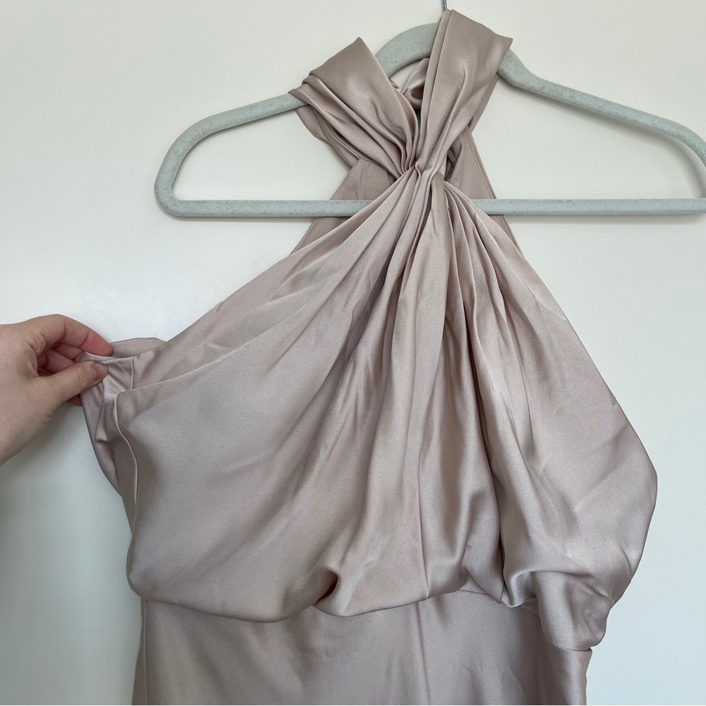 ASOS Cream Ruched Asymmetrical Gown